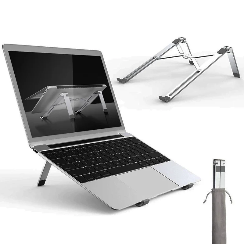 Laptop-Halterung, Riser, Computer-Tablet-Ständer, verstellbar, Aluminium, ergonomisch, faltbar, tragbar, Desktop-Halterung, kompatibel mit iPad Image