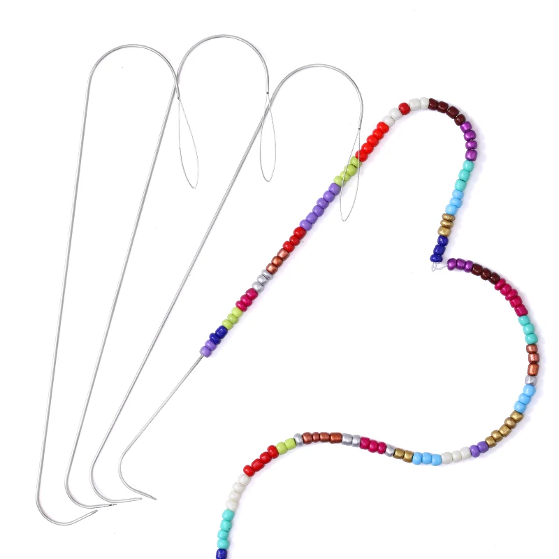 2/5Pcs 5,3 Zoll Große Eye Gebogene Perlen Nadeln Perle Spinner Nadel für Glas Samen Perlen Armband Halskette schmuck Machen DIY