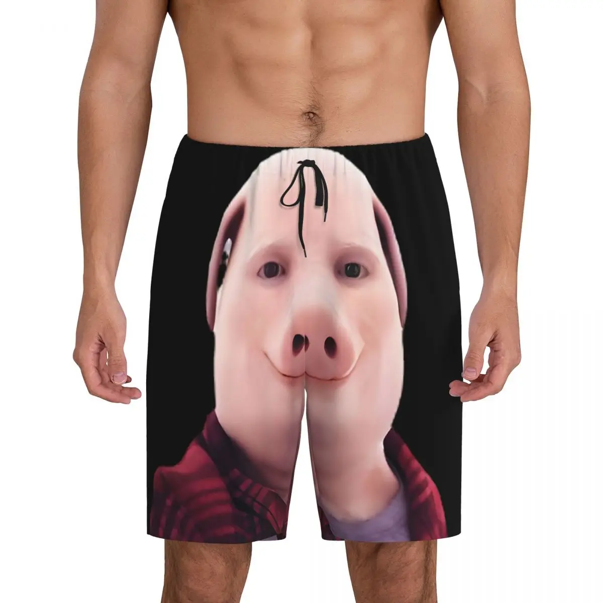 Maßgefertigte 'John Pork Is Calling' Kurze Pyjamahosen für Herren, Schlafanzug-Unterteil, Lounge-Shorts, Schlafhosen Image