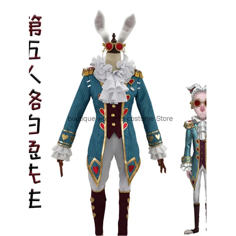 Cos Halloween Cosplay Identität V Cosplay Anwalt Mr. White Rabbit Erwachsene und Kinder Cosplay Kostüm Requisiten Spiel Anzug Image