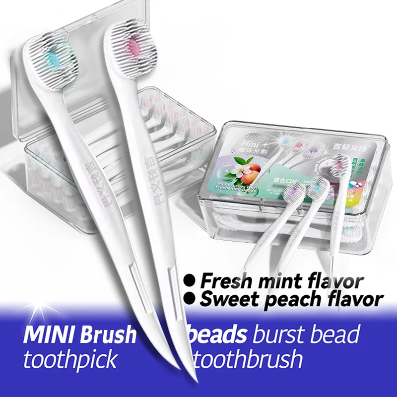 Mini-Zahnbürste mit Mundwasser, Explosionsperlen-Zahnbürste, Einweg-Zahnbürste für Erwachsene, Tragbare Reisezahnbürste zur Zahnreinigung Image