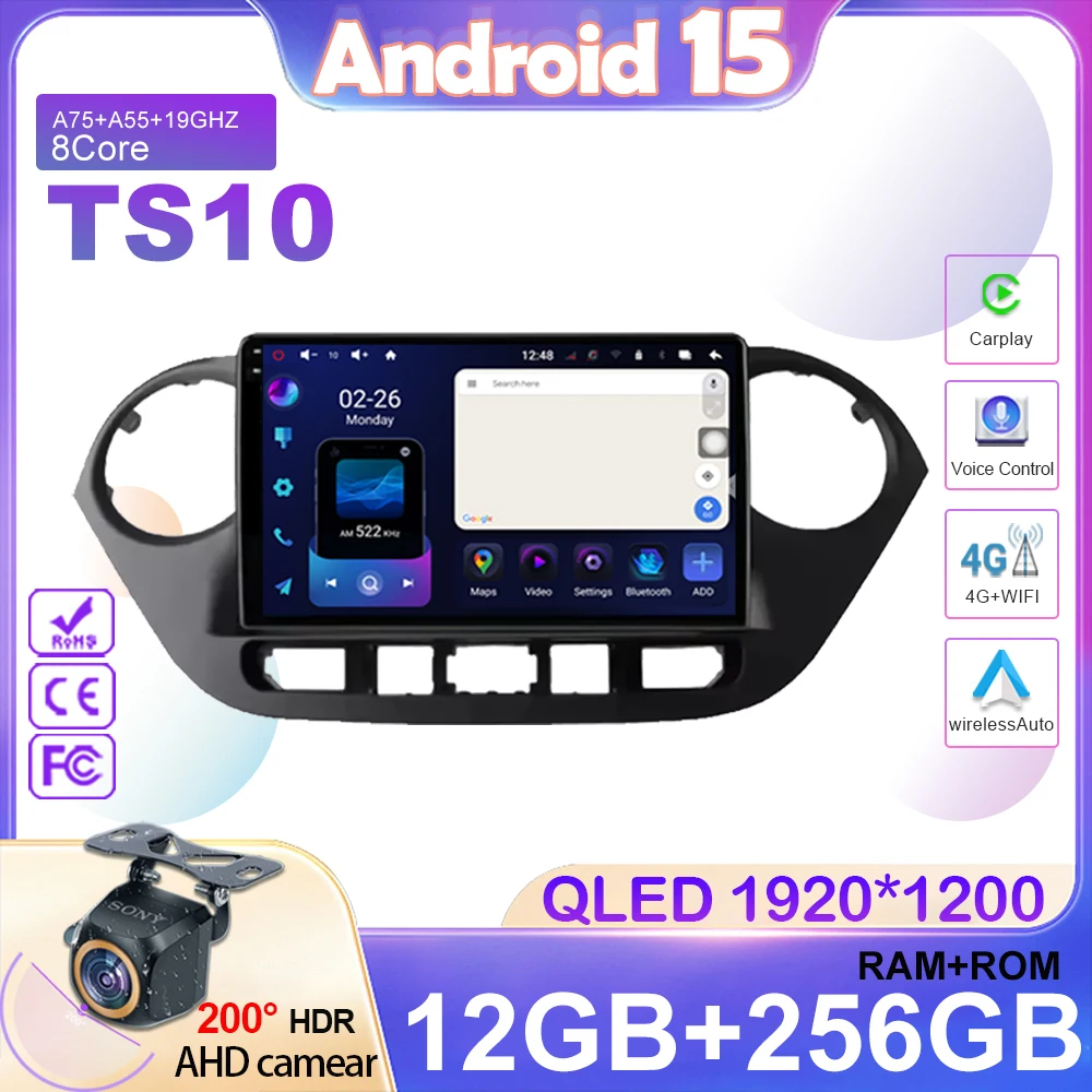 Auto Für Hyundai Grand i10 2013-2018 Auto Radio GPS Navigation 4G Carplay QLED Touchscreen KEINE 2DIN DVD Android Multimidia Player