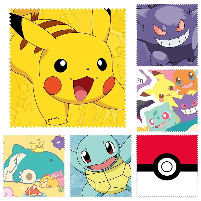 Anime Pikachu Gengar Brillen Tuch Cartoon Brillen Mikrofaser Reinigung Tuch Für Objektiv Telefon Bildschirm Reinigung Tücher Werkzeuge Image