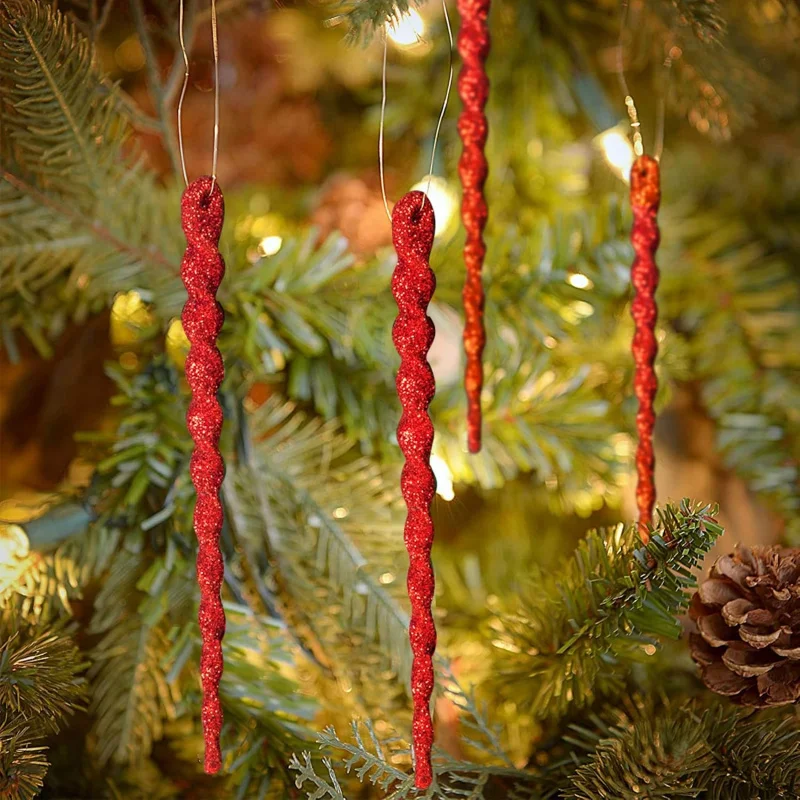 Funkelnde glitzernde Eiszapfen-Ornamente aus Kunststoff, 30 Stück, gedrehte Eiszapfen, Dekoration, Weihnachtsbaum und Feiertage, Weihnachtsfeier, zum Aufhängen Image