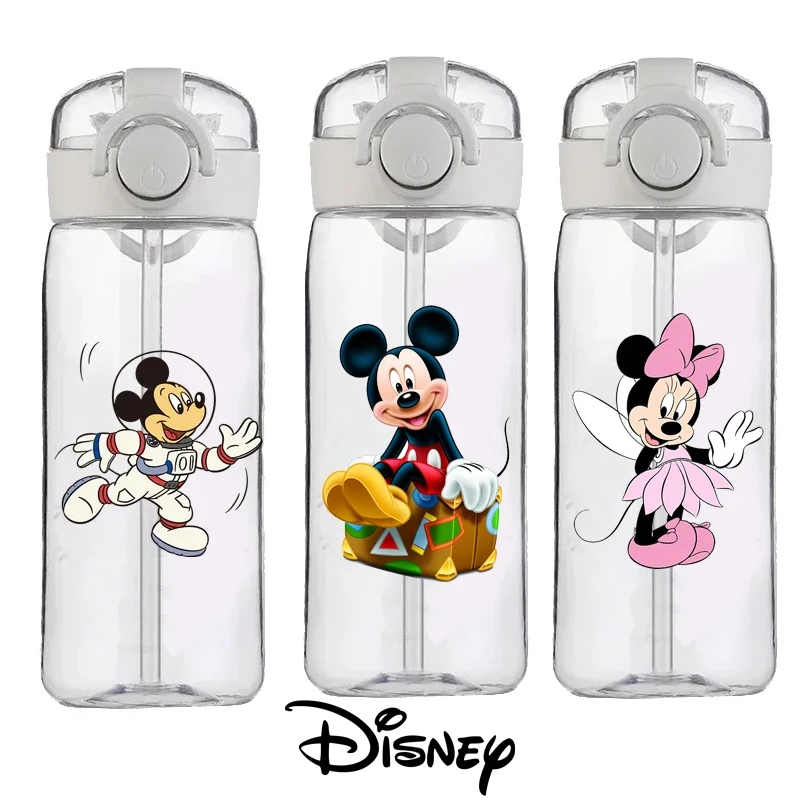 400ML Cartoon Disney Strohhalm-Plastikbecher Große Kapazität Paar Studenten Niedlicher Einfacher Tragbarer Minnie Mickey Easy Cup Geburtstagsgeschenk Image