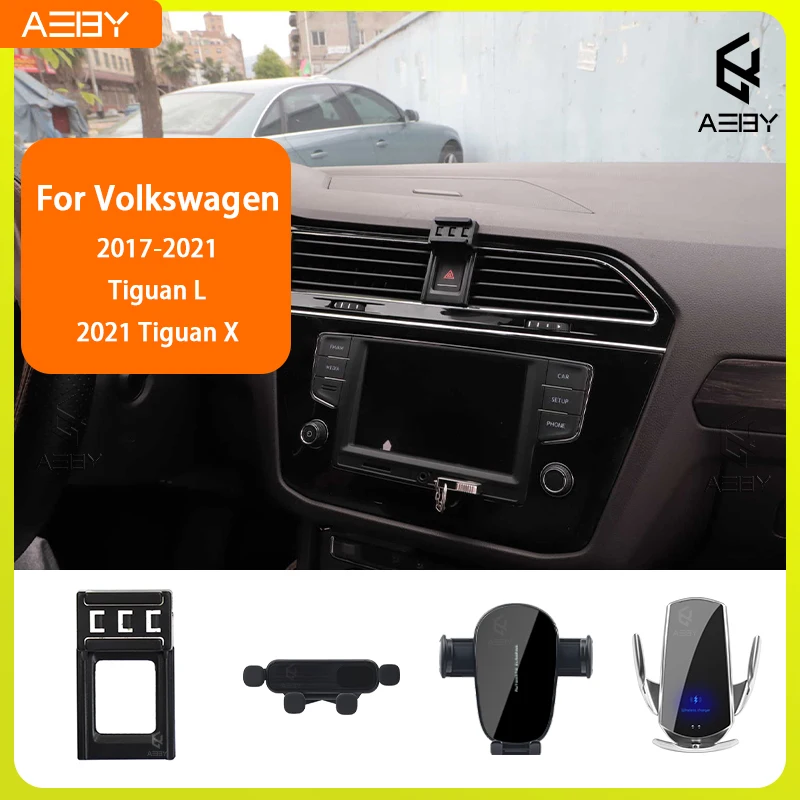 Für Volkswagen Tiguan L 2017-2021 und Tiguan X 2021: Spezieller Handyhalter mit Kabelloser Ladestation für den Fahrzeuginnenraum Image