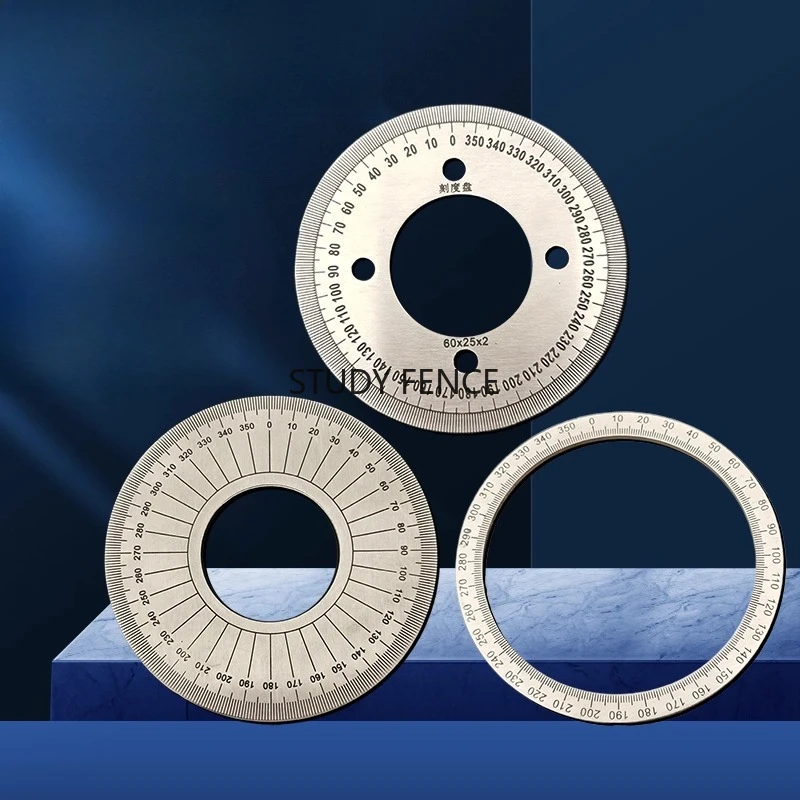 1 Stück 360-Grad-Edelstahl-Rundzifferblatt im Uhrzeigersinn/im Uhrzeigersinn, Indexierungsplatte, Winkelmesswerkzeug, Bürobedarf Image
