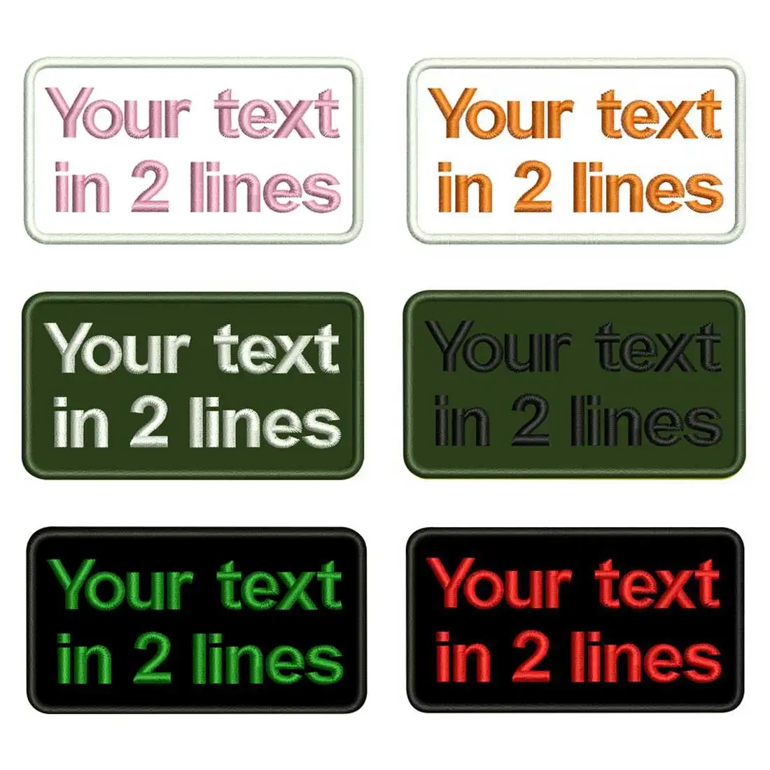 Maßgeschneiderte 2-Linien-Namenstaufnäher mit Stickerei, Namensaufklebern zum Nähen von Stoffen, Hut, 10 x 5 cm Image