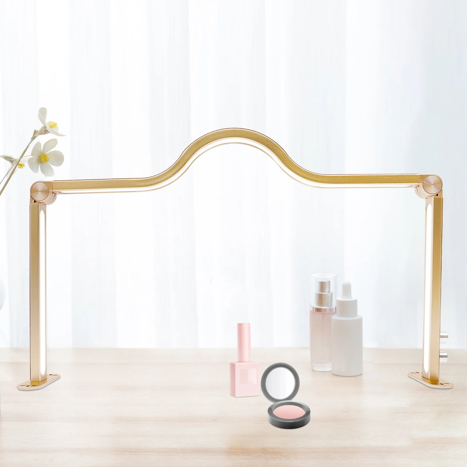 48W Halbmond LED Nagel Tischlampe U-förmige faltbare Schreibtischleuchte Maniküre Licht Wimpern Licht Bogen Schönheitssalon Make-up Füllbeleuchtung Image