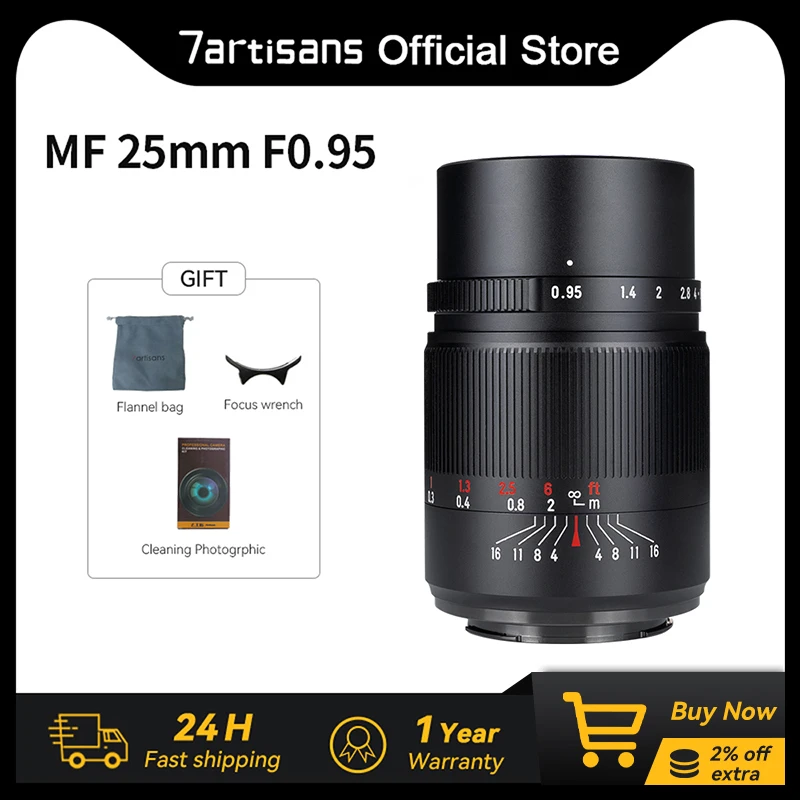 7artisans 25 mm F0,95 APS-C Prime-Objektiv mit großer Blende für Sony E A5000 A5100 A6000 A7S A7R Nikon Z Z50 Fuji XF X-T1/X-T2 X-A1/X-A2 X-E1/X-E2 Canon RF EOS R5/EOS R6 Micro 4/3 E-PL1/E-PL2 Image