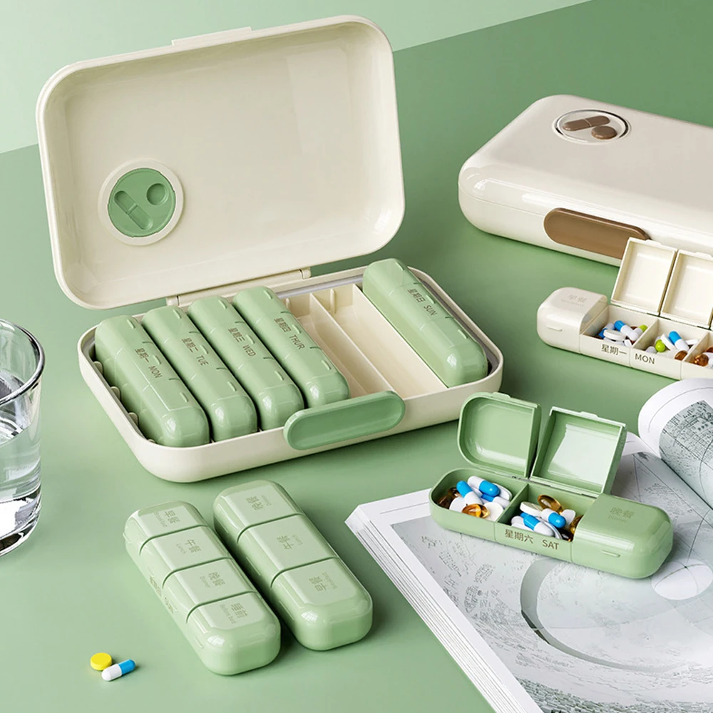 1 Stück 3/4-fach geteiltes Etui für Medikamente, Pillen, Fischöl und mehr – Ideal für Pendler, Reisende und Senioren Image