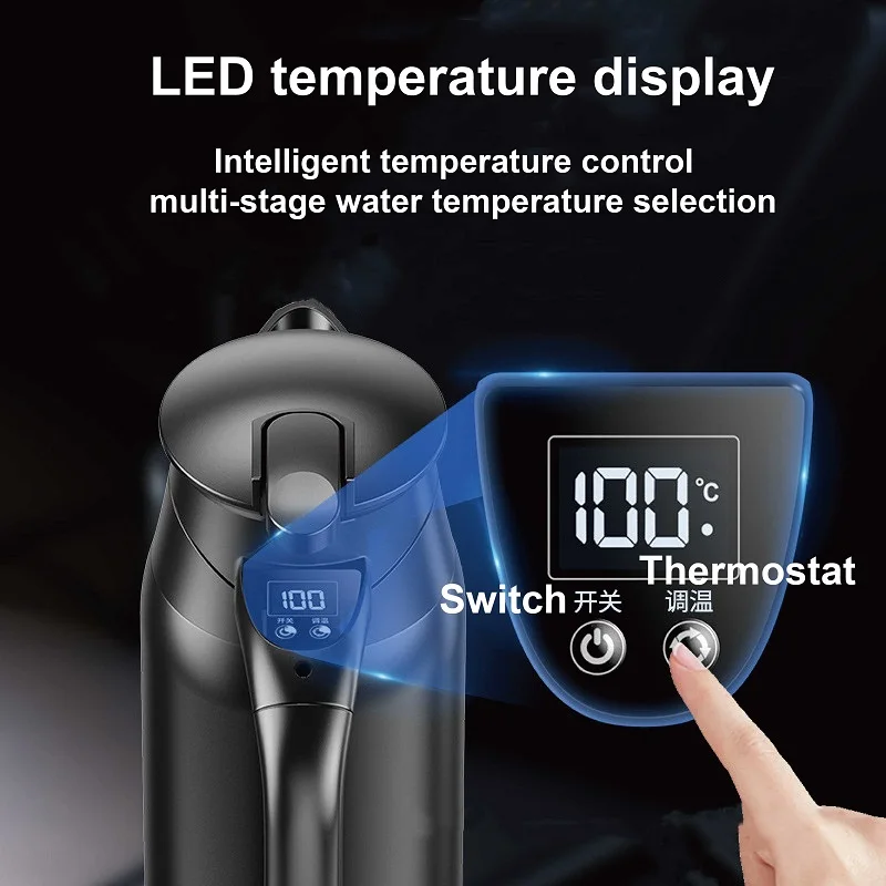 800 ml tragbarer Auto-Wasserkocher mit Temperatur einstellen, 12 V/24 V, universeller isolierter Reise-Wasserkocher für Wohnmobile für Zigarettenanzünder Image