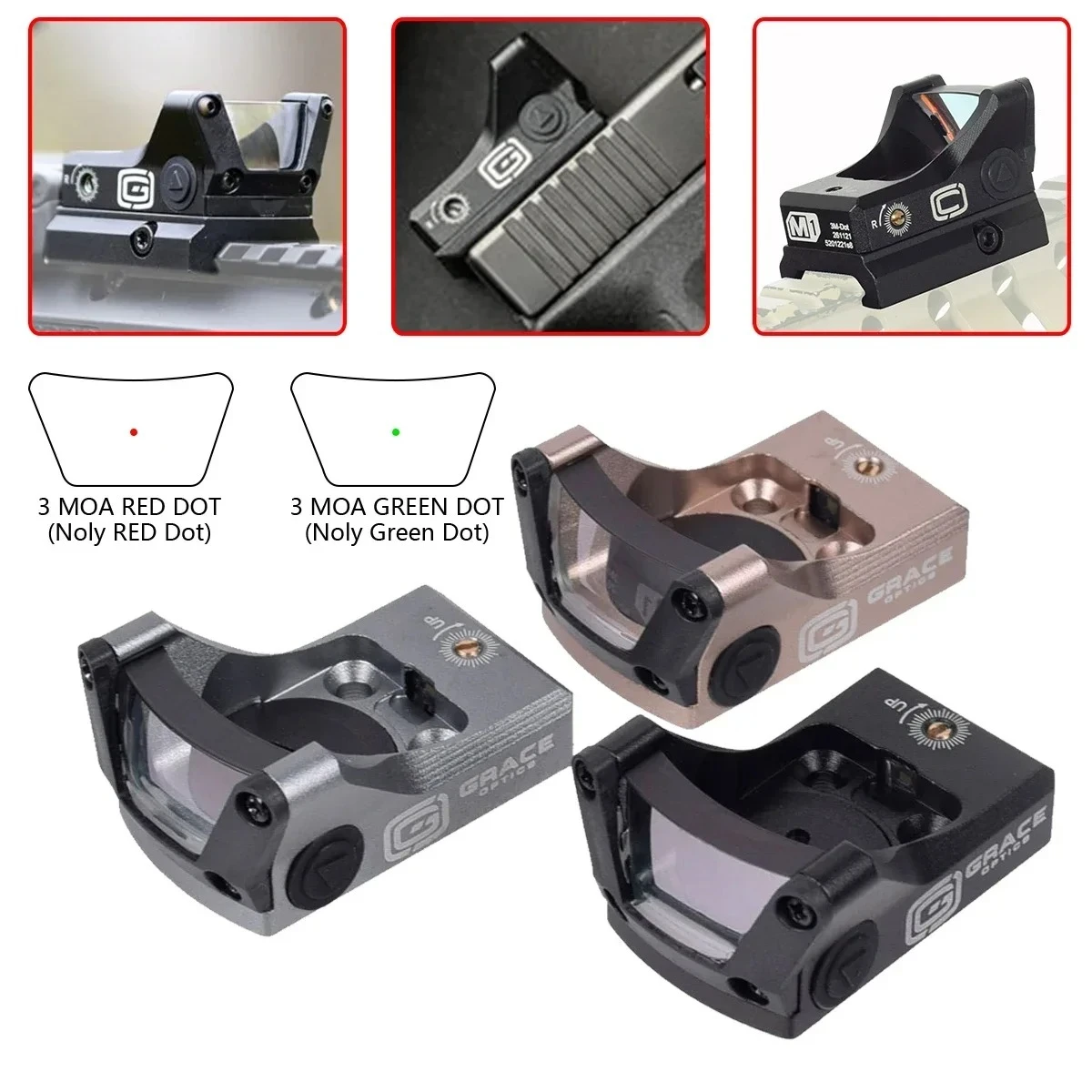 Taktische Gnade Optik M1 Red Dot Anblick Reflex Umfang Für Pistole G17 G19 Mit 1913 Montieren Jagd Zielfernrohr Image
