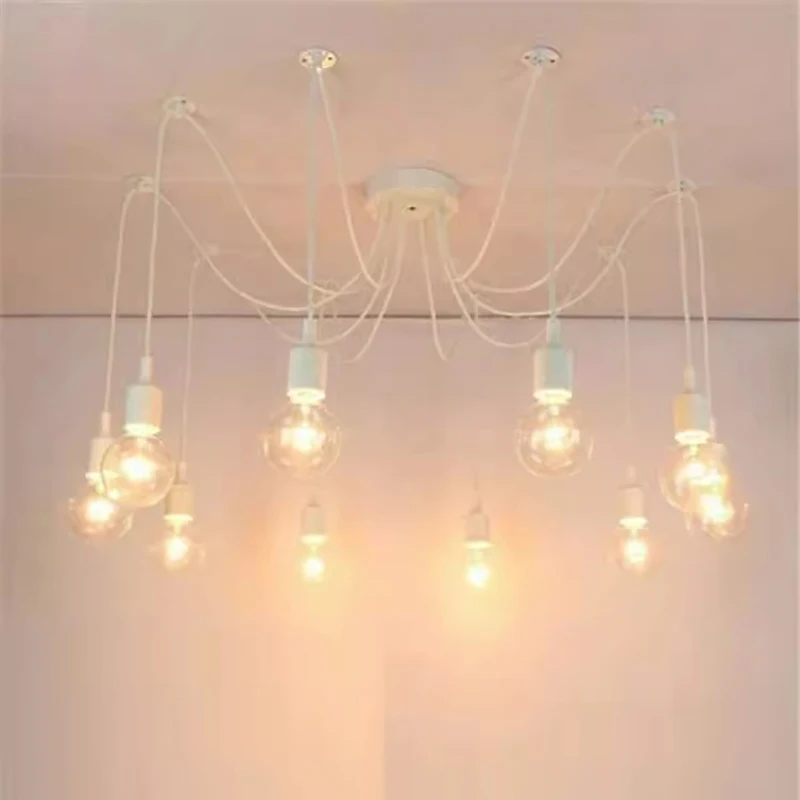 Mehrkopf-DIY-Kronleuchter, bunte Spinnennetz-Pendelleuchte, zum Aufhängen, industrieller Stil, Esszimmer, Schlafzimmer, kreative Deckenleuchte Image