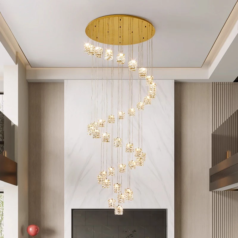 Moderne Kristall Treppen Kronleuchter Lichter Innenbeleuchtung Deckenleuchte Hängeleuchte LED Kronleuchter für Wohnzimmer Innenbeleuchtung