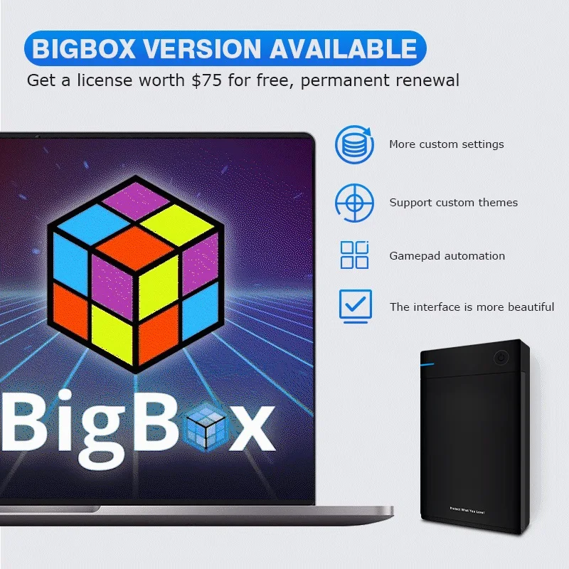 12 TB Launchbox-Spielfestplatte mit Big Box Super Console, integriertem Emulator, 45000+ Spiele für PS3/PS2/PS1/WII/SS/WIIU für Windows8/10/11