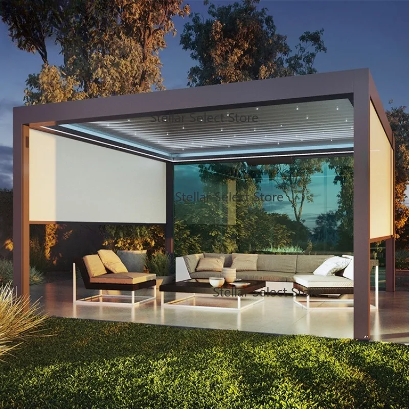 24 Fuß x 14 Fuß freistehender motorisierter Pavillon, Aluminium-Pergola-Terrassenabdeckung mit Lamellen Image