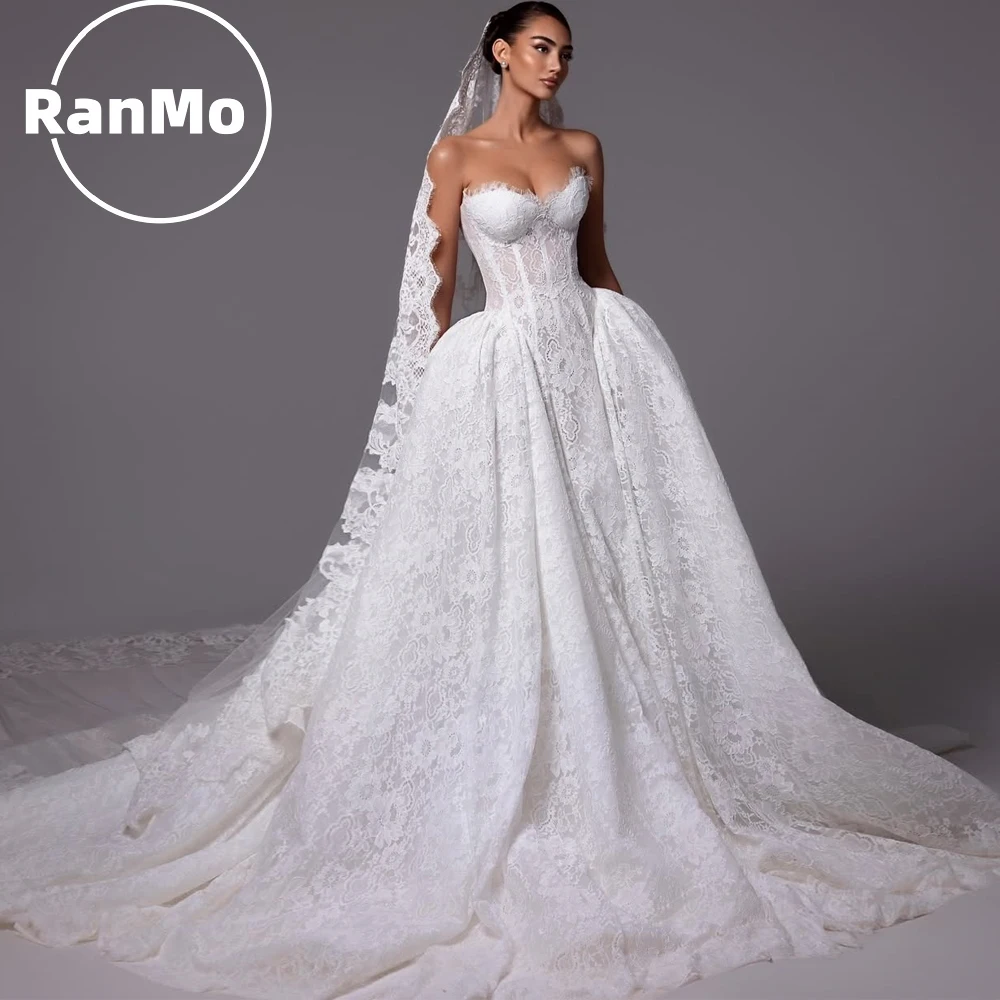 Ranmo Maßgeschneidertes Hochzeitskleid Elegant 2026 ärmelloses Ballkleid mit Herzausschnitt und bestickter Spitze Robe de Mariee Vestido De Noiva Image