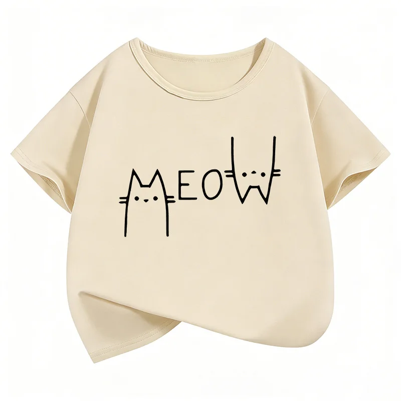 Meow Cat Grafik Kinder T-Shirts Sommer Kurzarm-Shirts Cartoon Tier Jungen Mädchen Kleidung Kawaii Kätzchen Tops Y2K Kinder T-Shirt Image