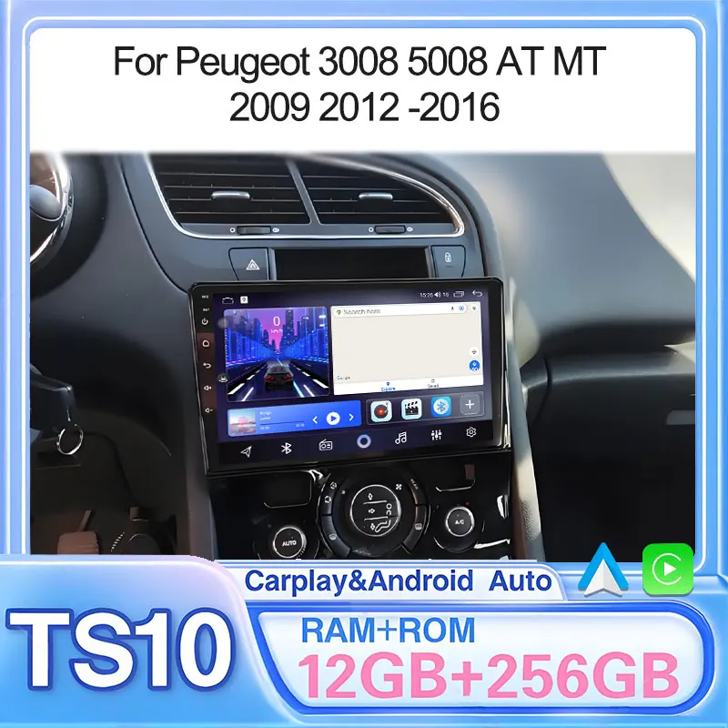 Android 15 Für Peugeot 3008 5008 AT MT 2009 2012-2016 Multimedia Auto Radio Video Player Navigation GPS Touch screen WIFI 4G DVD Image