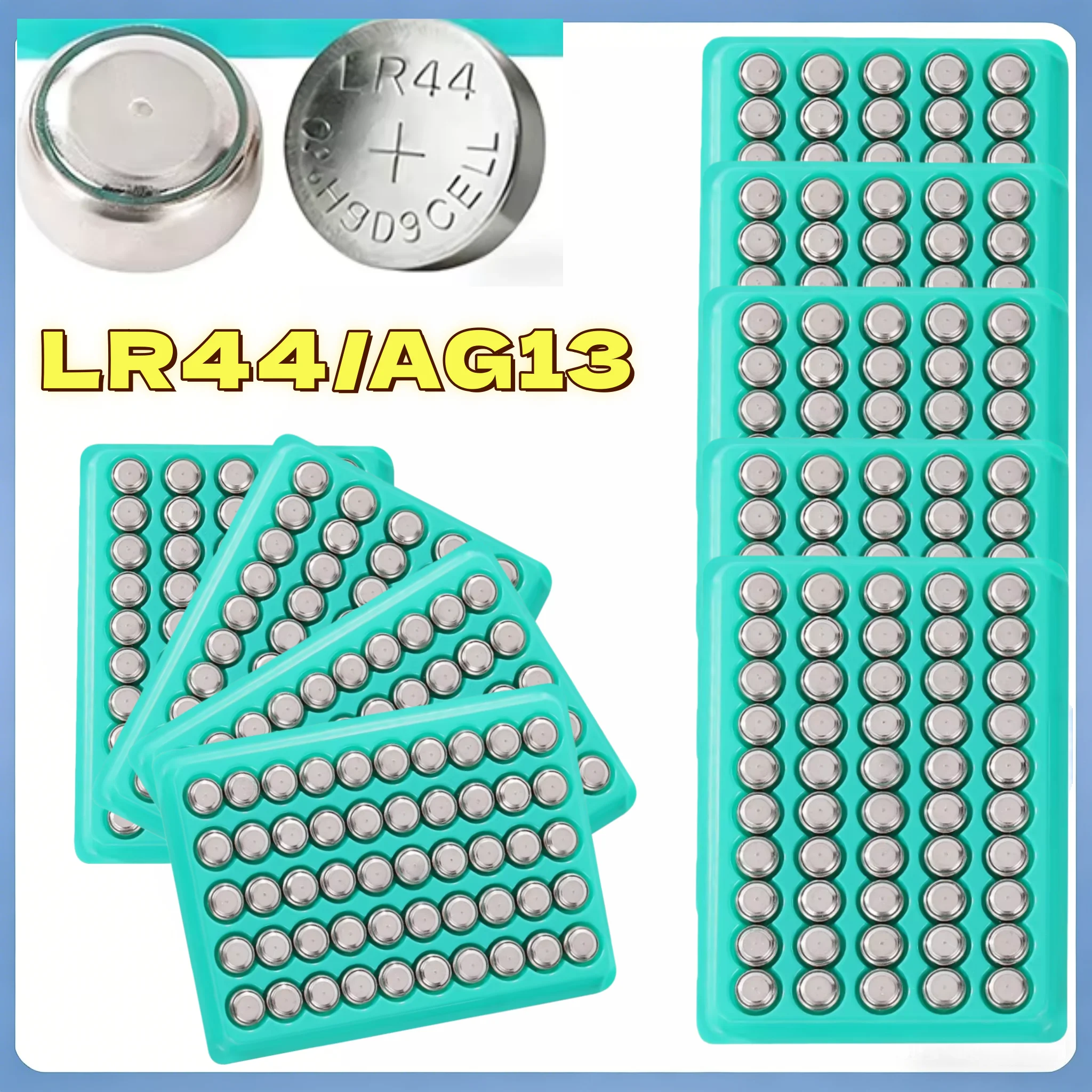 Heißer Verkauf AG13 LR44 Alkaline-Knopfzellenbatterie 1,55V A76 357A LR1154 SR1154 SR44 für Uhren, Taschenrechner, Autoschlüssel, Fernbedienungen, Uhren und Münzzellen Image