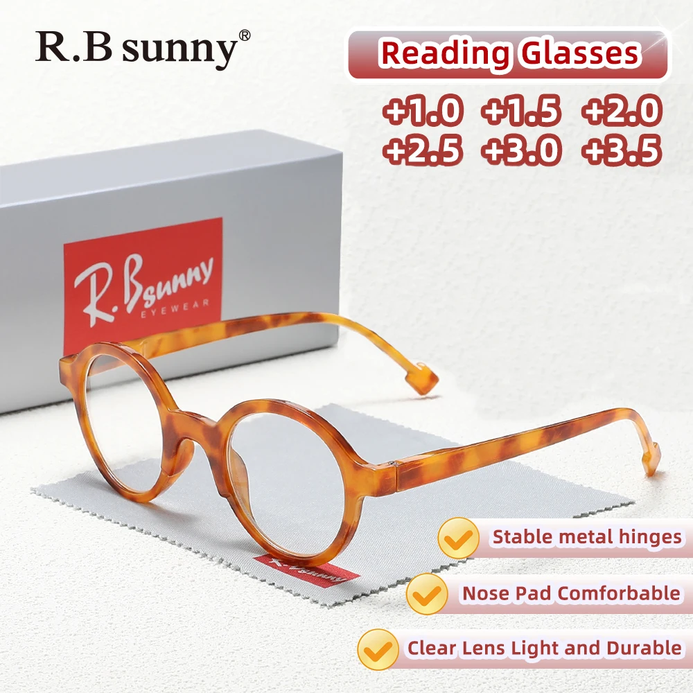 Vintage Runde Lesebrille Männer Frauen Antifatigue Computer Brillen Reader Für Ältere +1,0 +1,5 +2,0 +2,5 +3,0 +3,5 Image