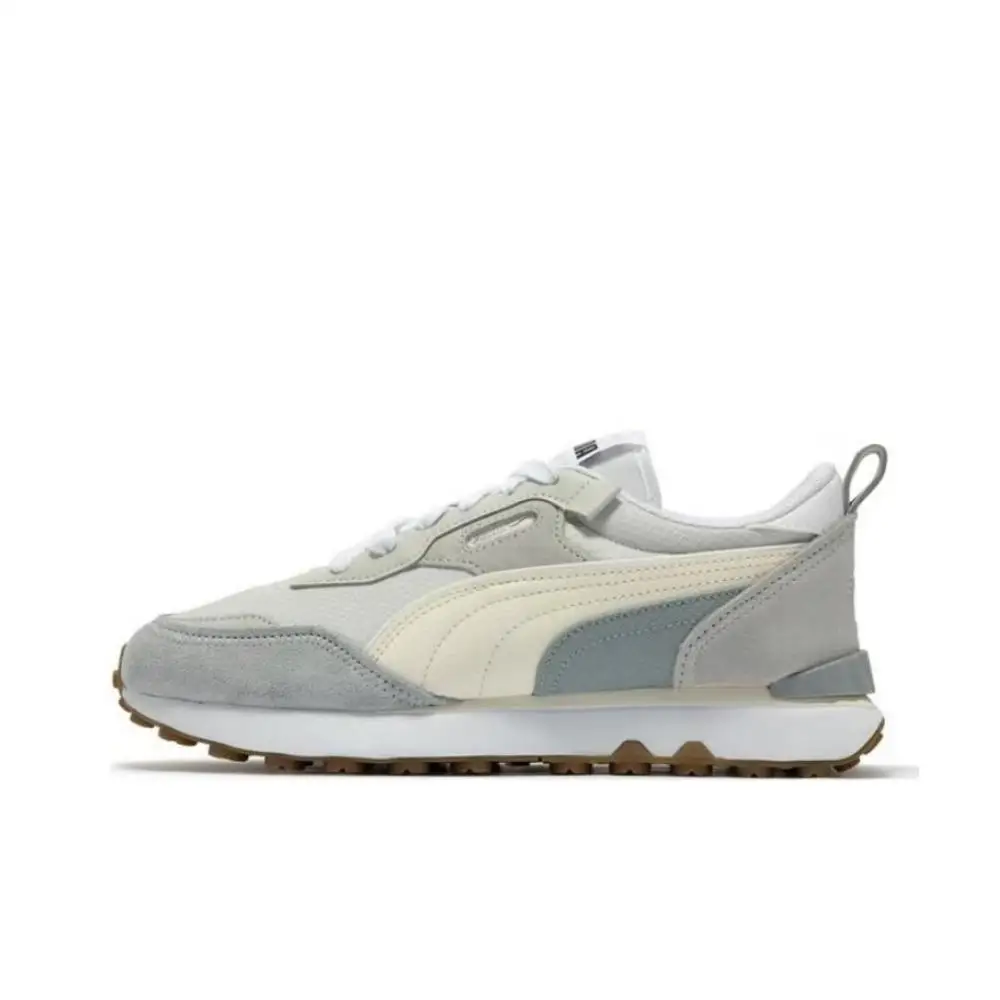 PUMA Rider Future Vintage Leder Casual Low-Top-Sneaker für Männer und Frauen – Weiß/Grau 387672-25