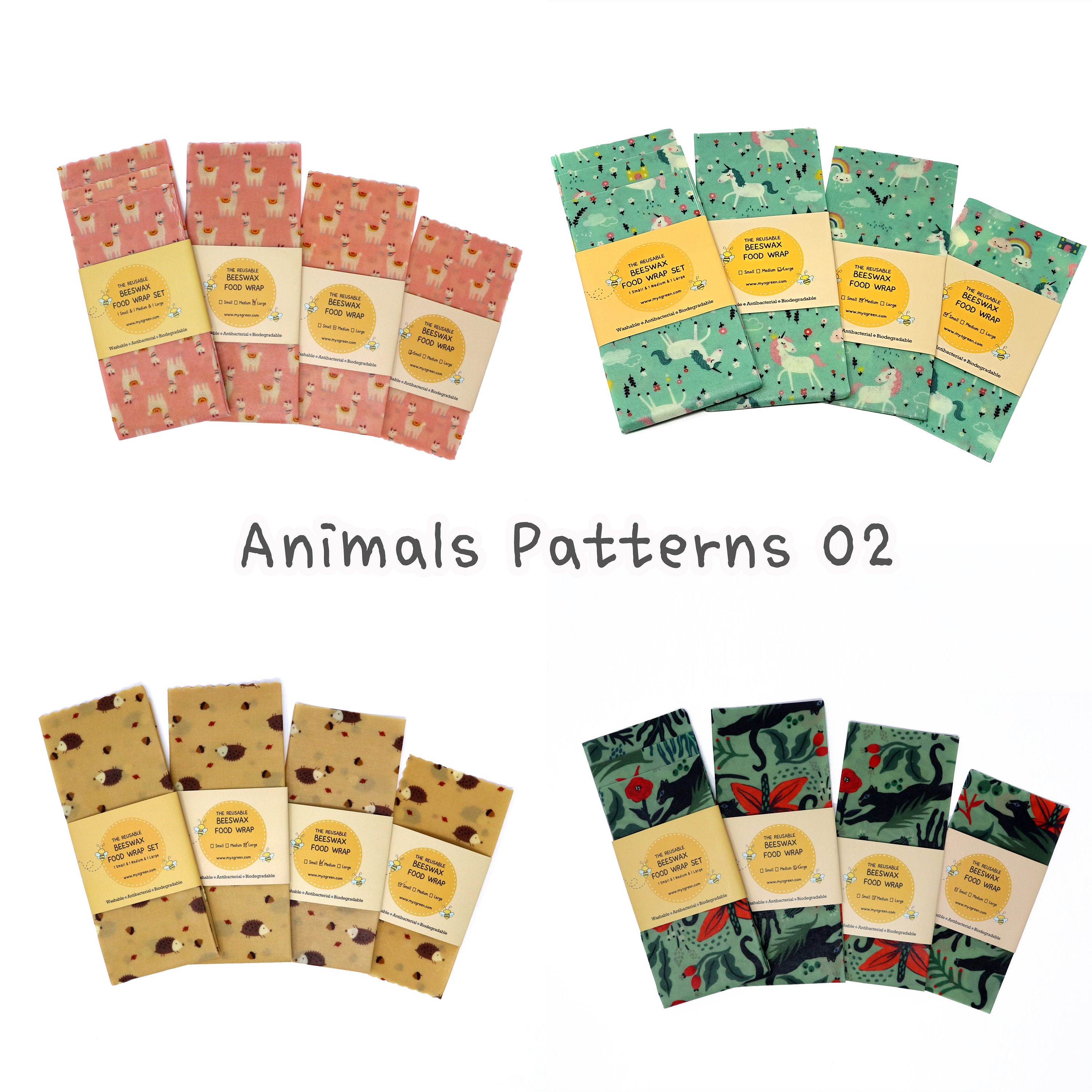Pellicole alimentari in cera d'api con motivi animali, pellicola in cera riutilizzabile, carta in cera d'api, carta oleata. Pellicola lavabile. Zero s