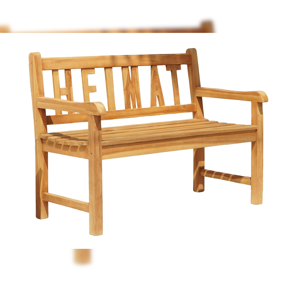 DELUKE Gartenbank OSMAR 2-Sitzer - 120cm Breit, Teak, Natur | Terrassenbank Wetterfest Sitzbank Outdoor Bank Image