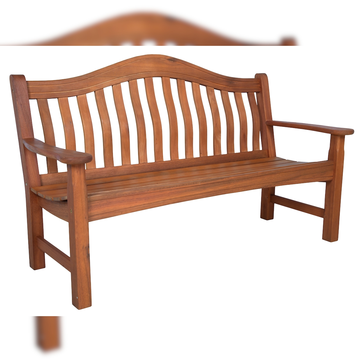 DELUKE Gartenbank CATRIN 3-Sitzer - 151cm Breit, Eukalyptus, Natur, Teak-Optik | Terrassenbank Wetterfest Sitzbank Outdoor Bank Image