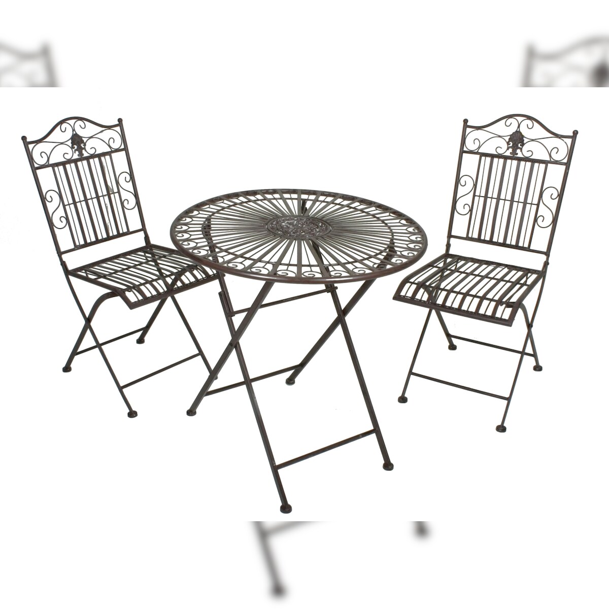 DELUKE Balkonmöbel-Set TAMAS klappbar - Stahl, Schwarzbraun | Balkon-Set Gartenmöbel-Set Sitzgruppe für Balkon Balkonstuhl Balkontisch Image