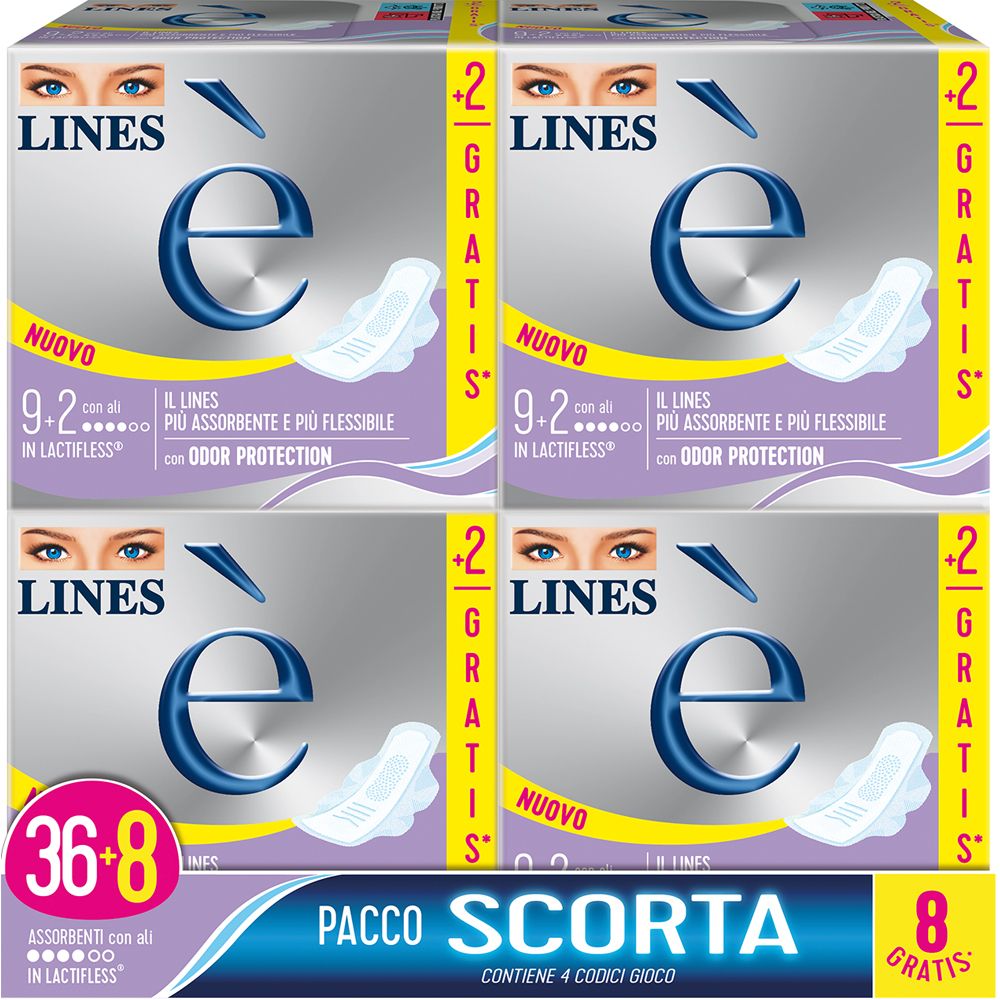 Lines è Giorno Assorbente con Ali Pacco Scorta 44 pz Assorbenti
