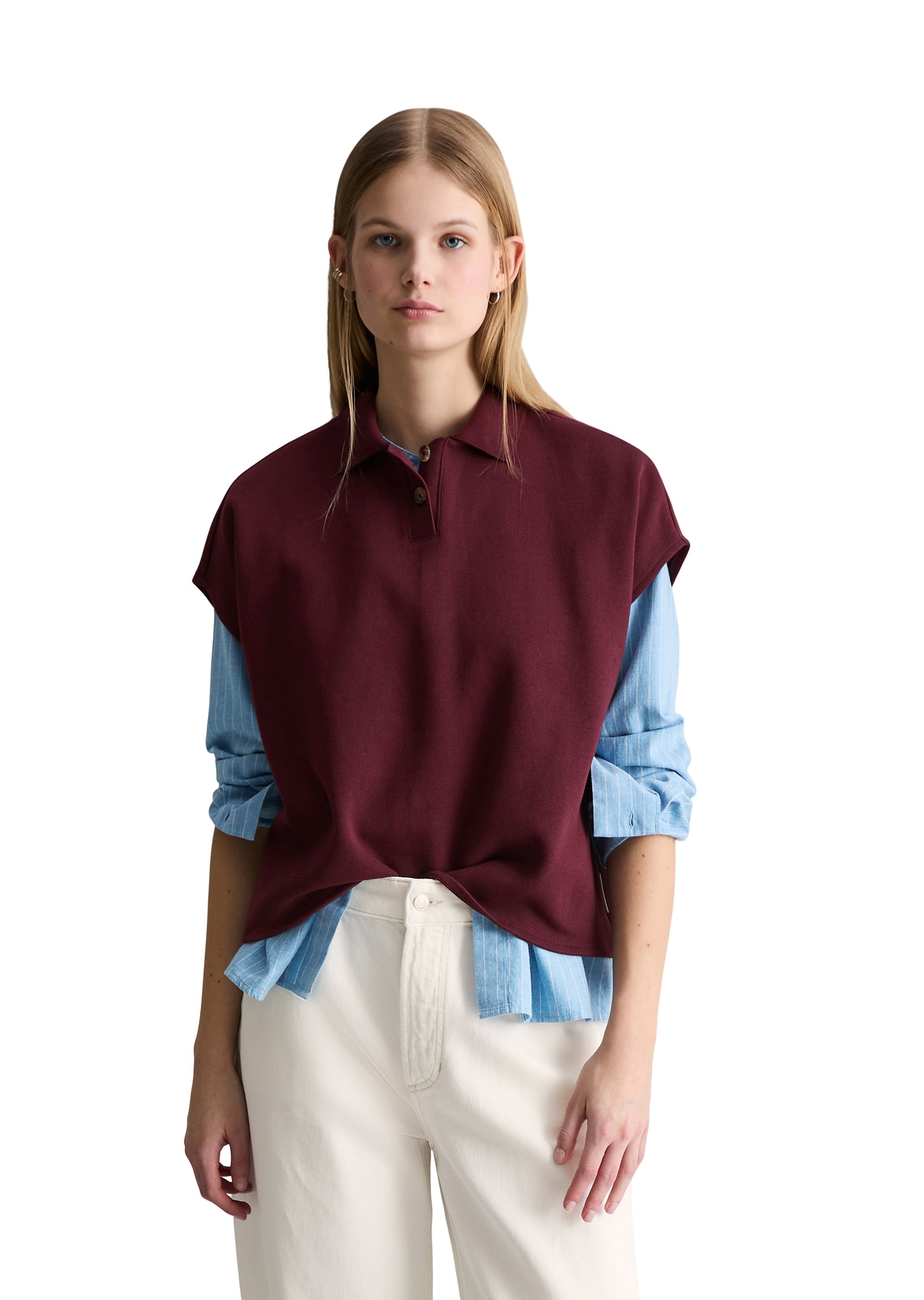Poloshirt MARC O'POLO DENIM "aus Organic Cotton", Damen, Gr. XL, merlot rot, Obermaterial: 100% Baumwolle, unifarben, Shirts
