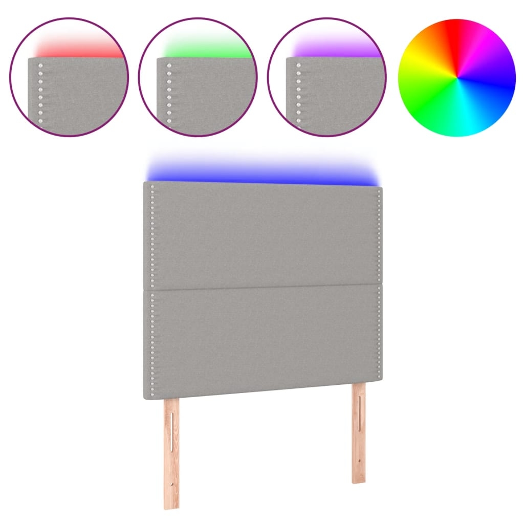 vidaXL LED Kopfteil Hellgrau 90x5x118/128 cm Stoff Image