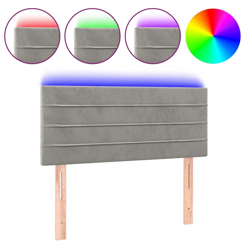 vidaXL LED Kopfteil Hellgrau 100x5x78/88 cm Samt Image