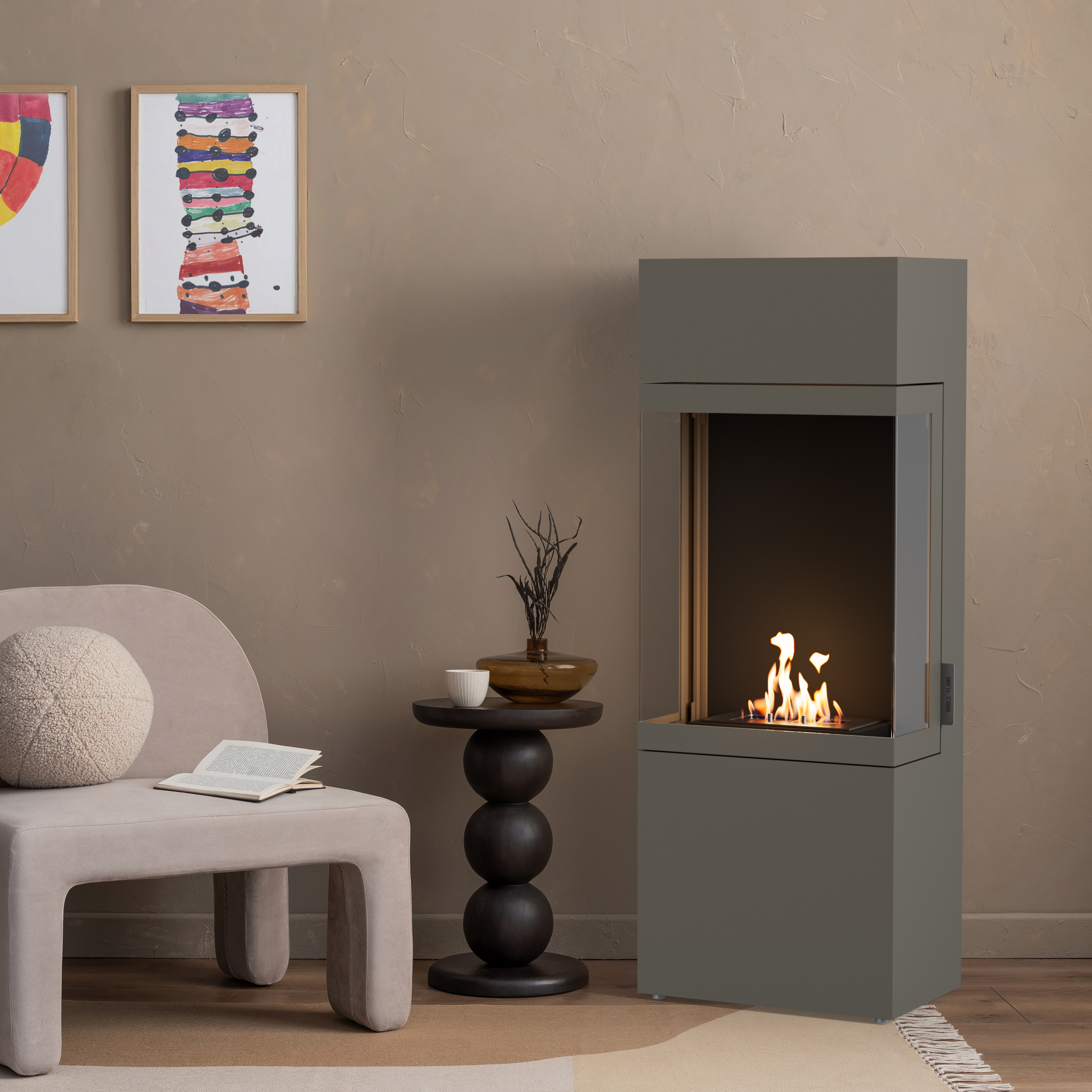 Noble Flame LASSO [geschlossener Ethanolkamin]: Quarzgrau