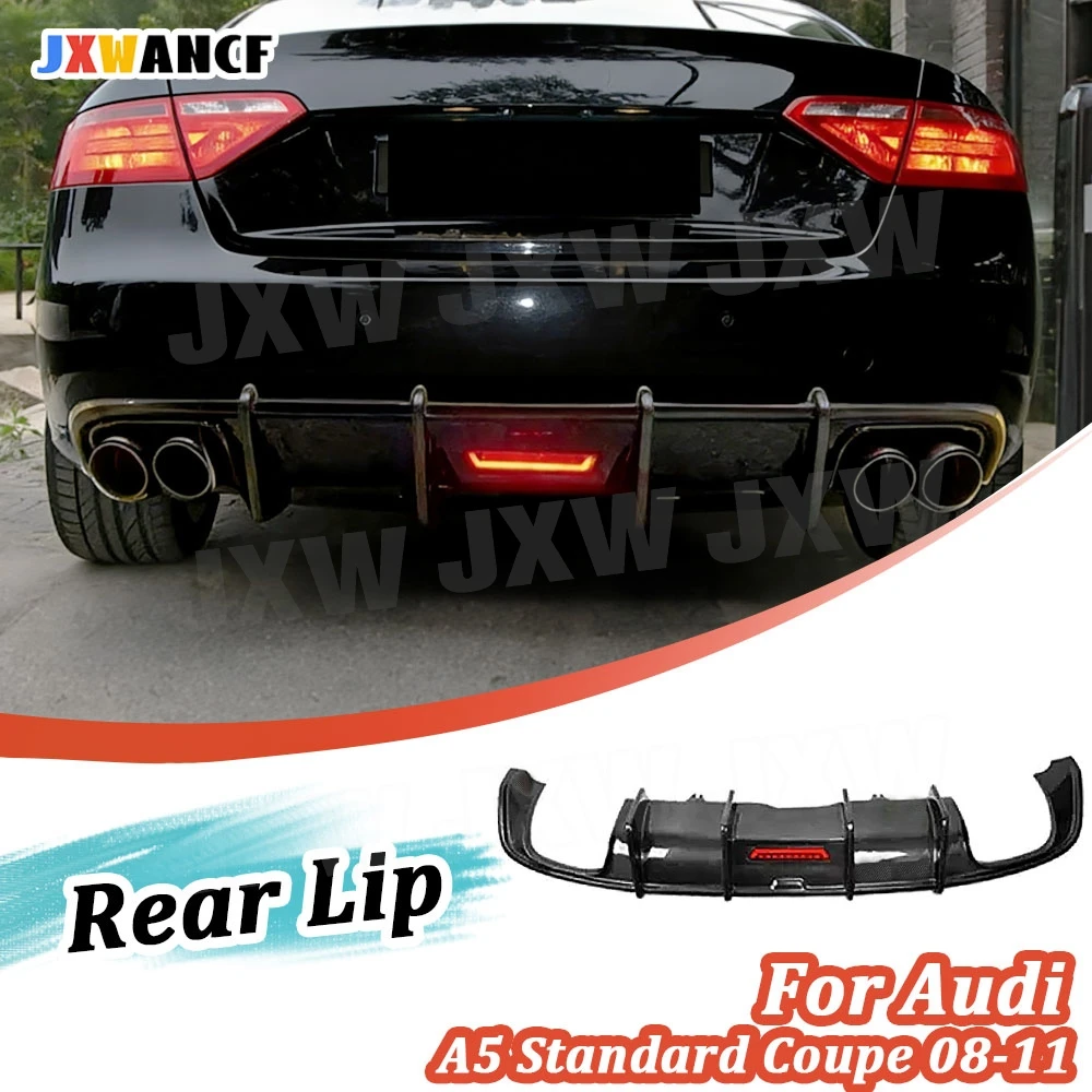 JXWANCF Diffusore posteriore in fibra di carbonio Splitter con LED per Audi A5 Standard Coupe 2008-2011 Paraurti posteriore Bodykits Guard Spoiler FRP