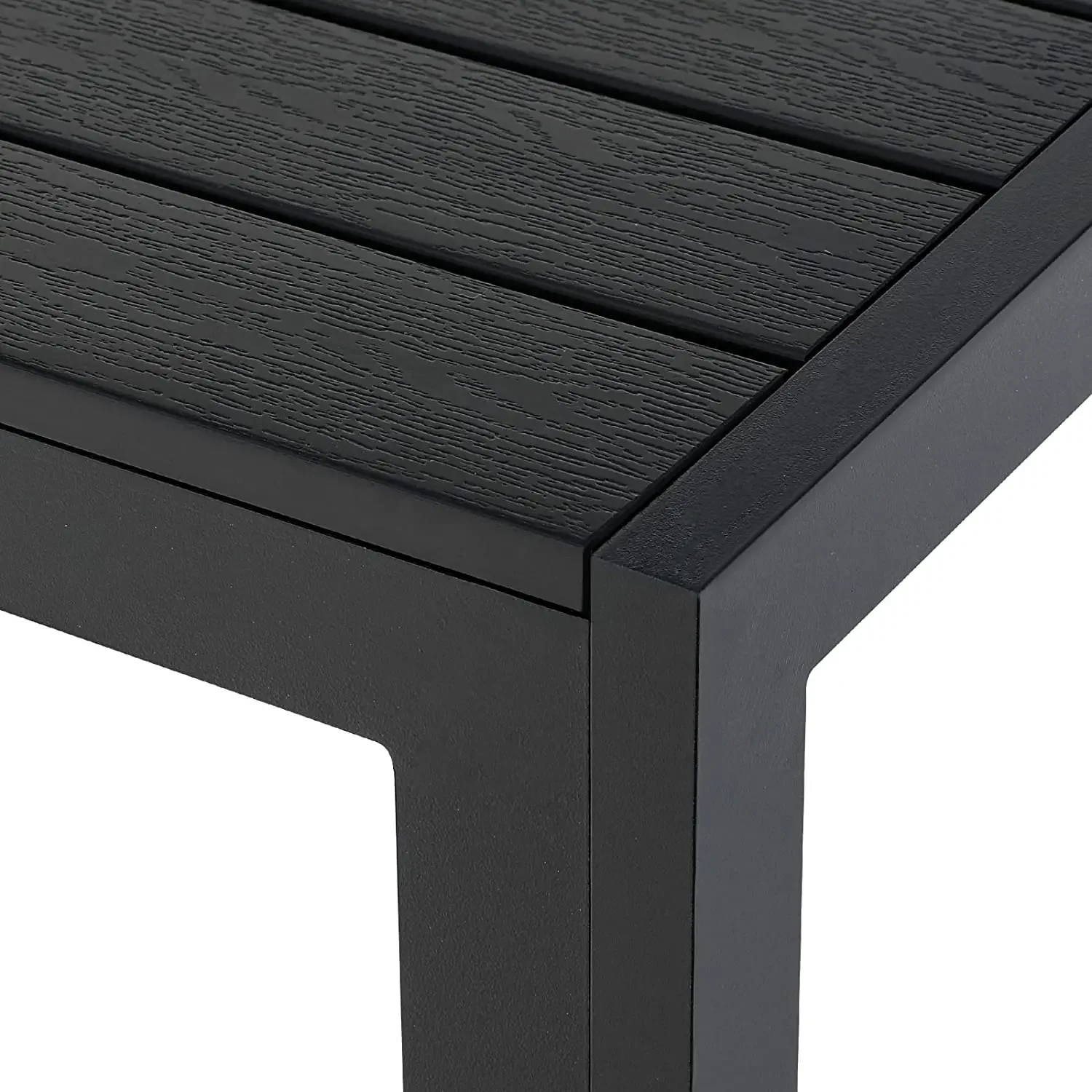 Gartentisch aus Aluminium + Holz-Kunststoff WPC, Esstisch, Bistro-Balkon-Terrassentisch, hitze- und wetterbeständig, rutschfest, 75 x 75 cm