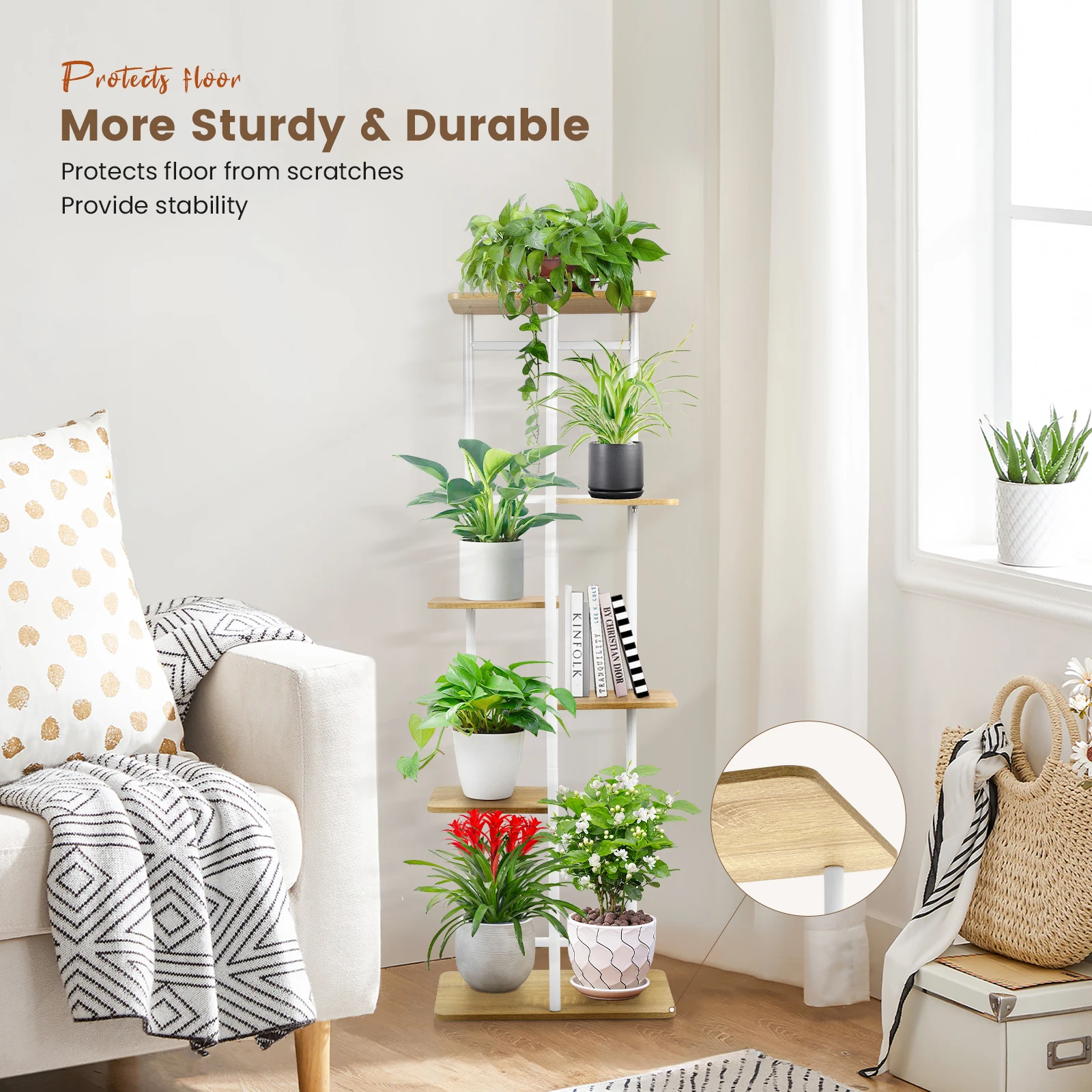 6-stufiges Pflanzenregal aus Eisen, Blumenständer für mehrere Blumentöpfe, Innen- und Außenbereich Pflanzenpräsentationsregal Image