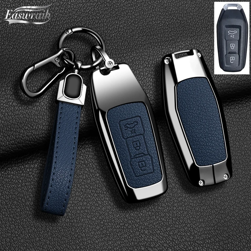 Auto Zink-legierung Leder Schlüssel Fall Abdeckung Halter Kette Für Audi A5 Audi A5 A6L 2025, Innen Dekorationen Zubehör Schlüssel schützende Image