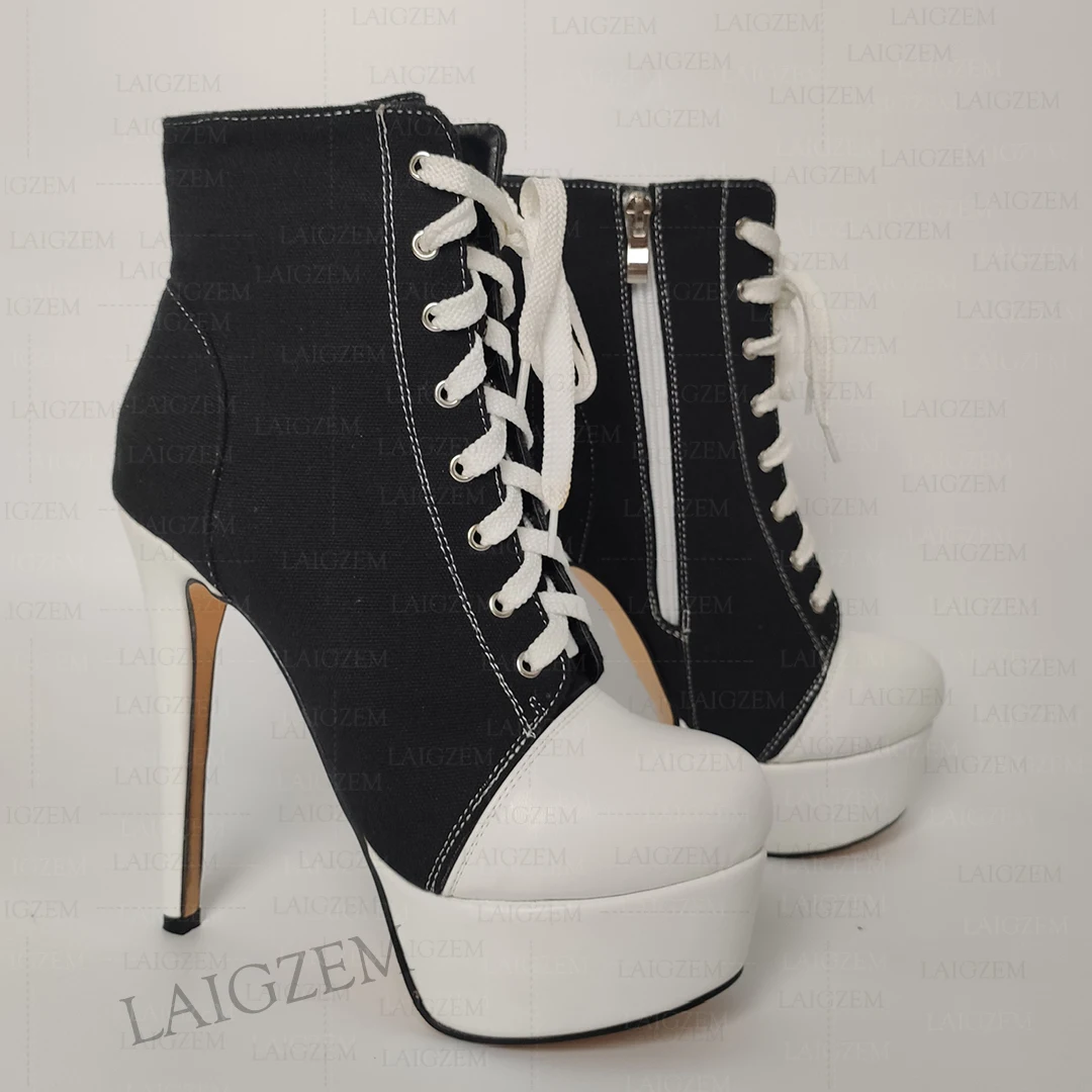 ZHIMA Frauen Plattform Kurze Stiefel Stiletto High Heels Seite Zip Stiefeletten Schuhe Frau Botas Mujer Damen Große Größe 38 41 45 48