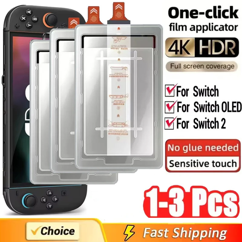 1-3 Stück Einfach zu Installierender Displayschutz für Switch 2 Spielkonsole Schützt HD Gehärtetes Glas für Switch OLED-Folien Image