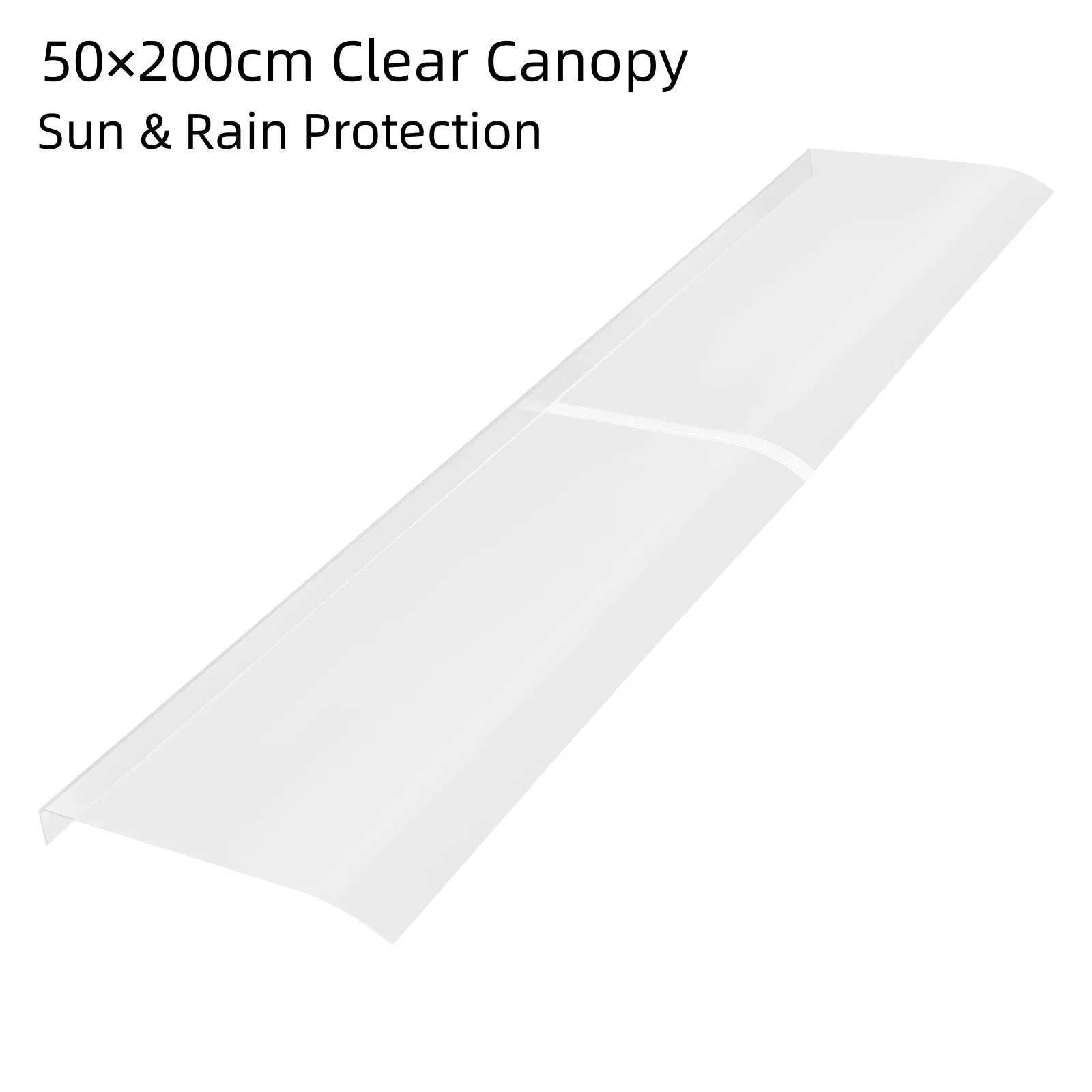 Transparentes Vordach 50×200cm - PET/ABS Haustür-Fenster-Markise für Schatten & Wasserdicht