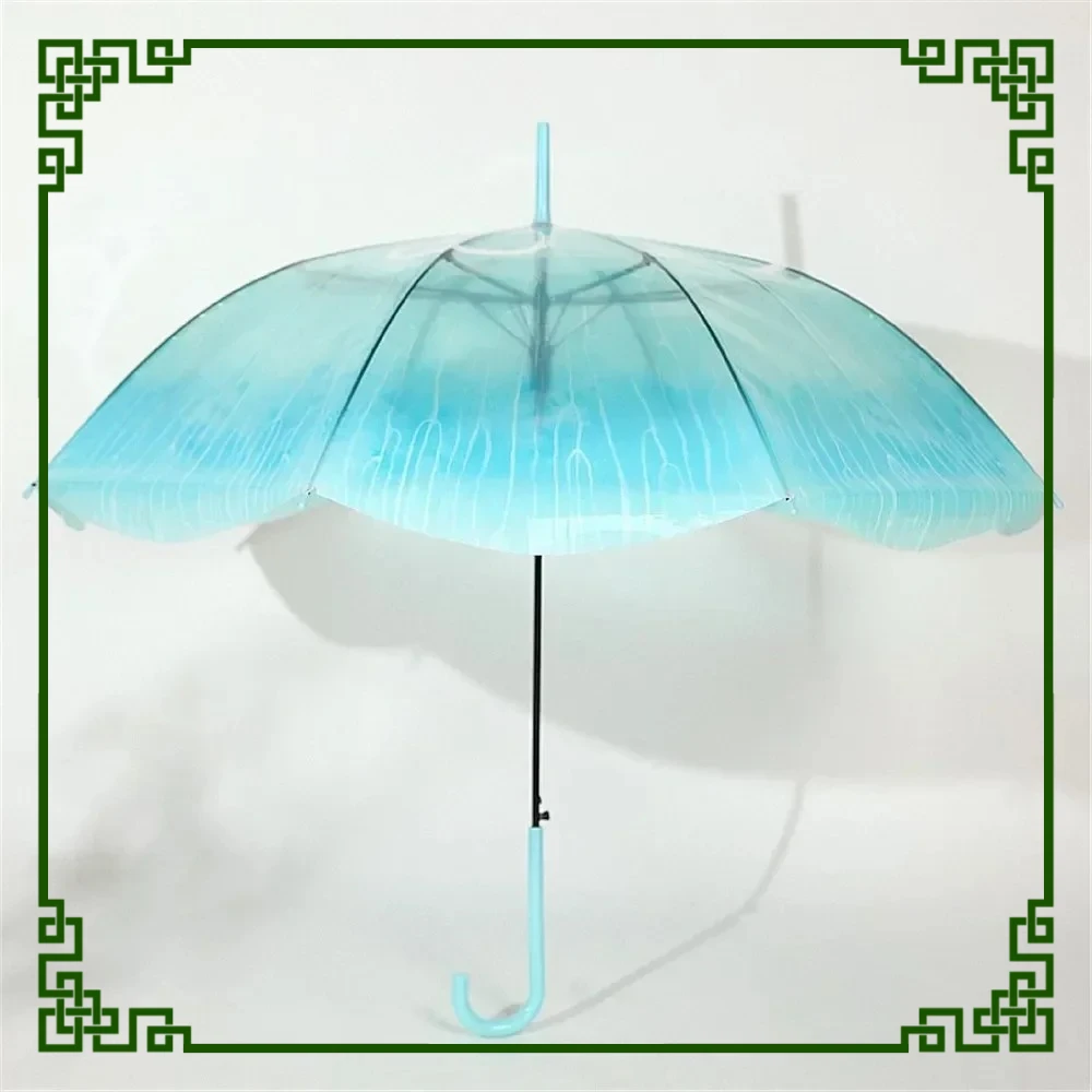 2025 NEUER Quallenschirm mit langem Griff, vollautomatischer transparenter Regenschirm, verdickter Windbeständigkeit Image