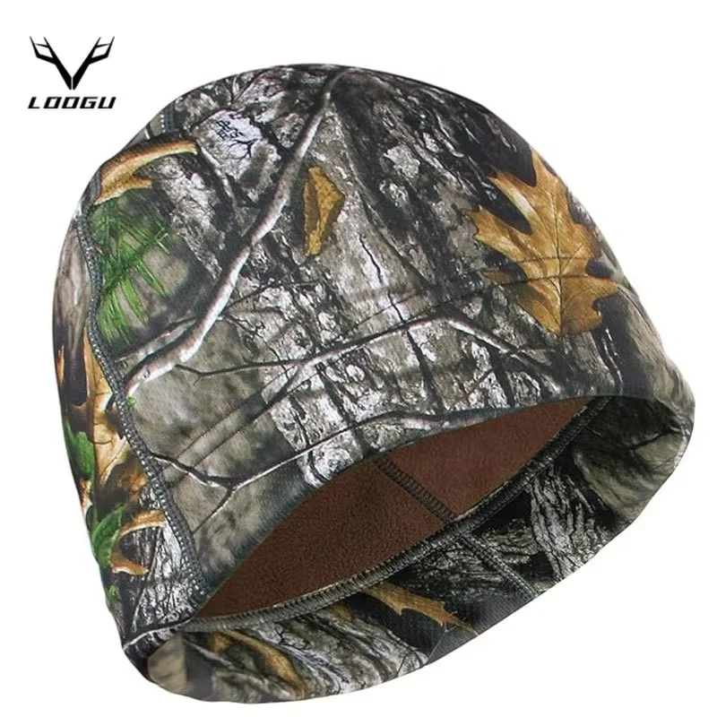 LOOGU Thermal Camo Fleece Beanie – winddichte Herren-Wintermütze für Jagd, Wandern, Radfahren, Mütze und Outdoor-Verdeckung, Camo-Mütze Image