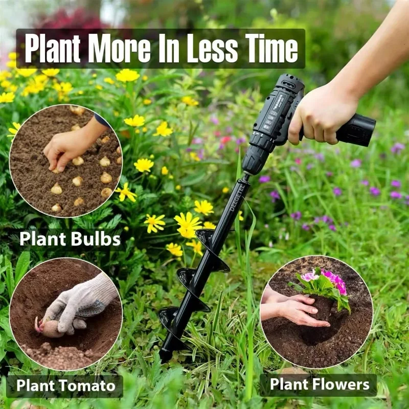 LUSQI Abnehmbarer Spiral-Erdbohrer Gartenwerkzeug zum Bodenlockerung Blumenpflanzen Setzlinge Umpflanzen Image