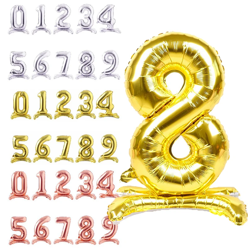 32 zoll Stand Anzahl Folien Ballons Rose Gold Silber Ballon Hochzeit Geburtstag Party Dekorationen Kinder Spielzeug Dusche Globos Dekor spielzeug Image