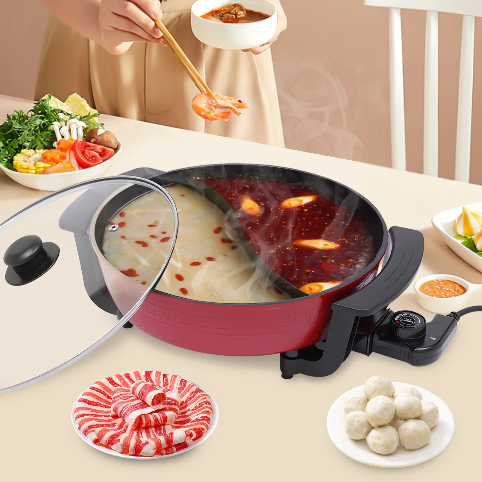 6L Twin Hot Pot Multifunktionale Pfanne Elektrische Induktion Suppe Töpfe Kochen Werkzeug Küche Auflauf Antihaft Haushalt Hot Pot Image