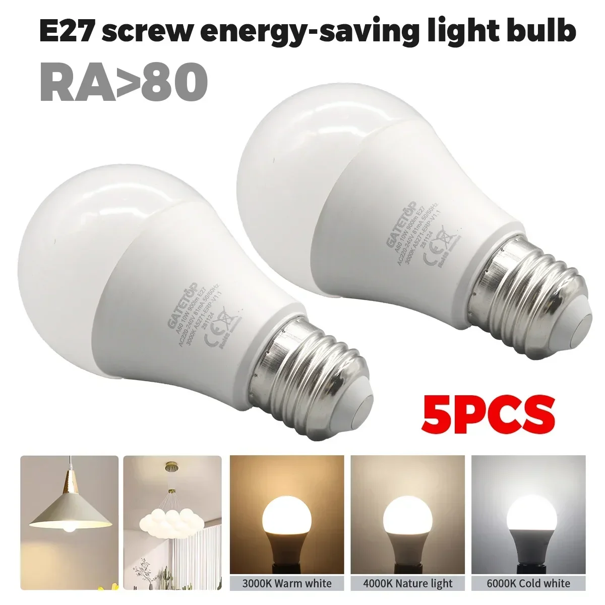 5Pack Kein Flimmern LED-Lampe Licht 10W E27 AC 220V 110V Mini-Lampe 3000K 4000K 6000K Kaltbeleuchtung für Foyer Home Derec Image