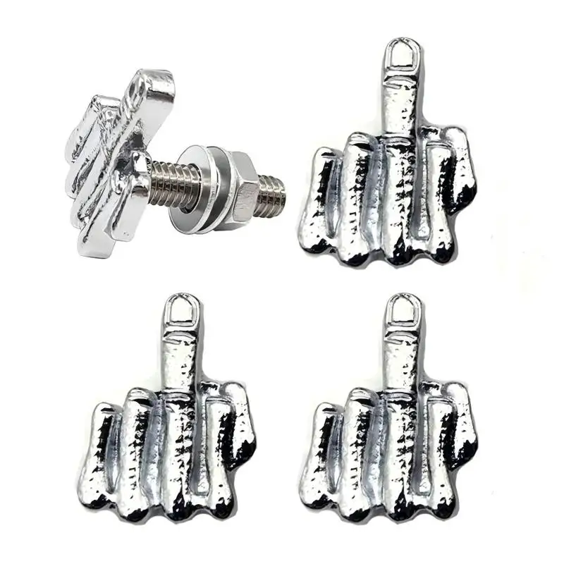 4Pcs Für Auto Tag Rahmen Motorrad Schrauben Ersatz Kit Mittelfinger Schrauben Kennzeichen Schrauben Kennzeichen Kappen Image